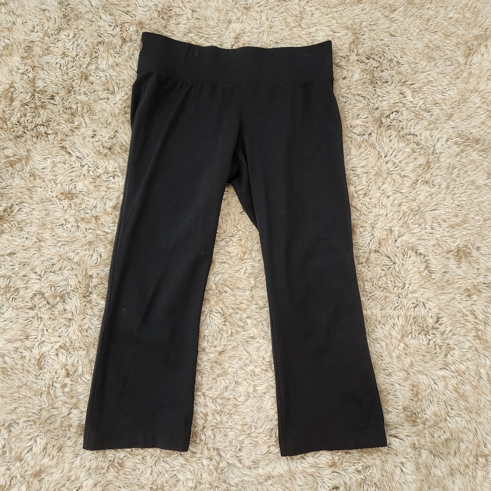 Express EXP Core Cropped Yoga Leggings Wide Leg Black Women's Small